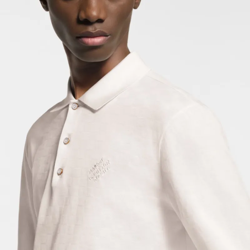 LOUIS VUITTON Damier Signature Long Sleeved Polo Shirt-5