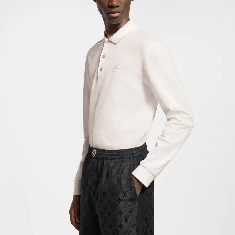 LOUIS VUITTON Damier Signature Long Sleeved Polo Shirt-4