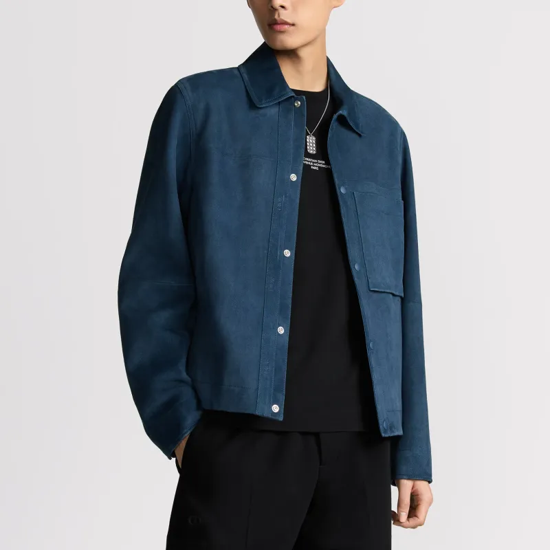 DIOR FW25 Leather Jacket Men's Blue-2