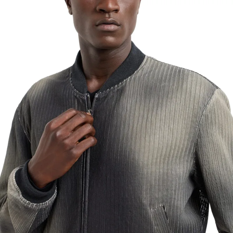 GIORGIO ARMANI Perforated And Printed Nappa Leather Blouson-6