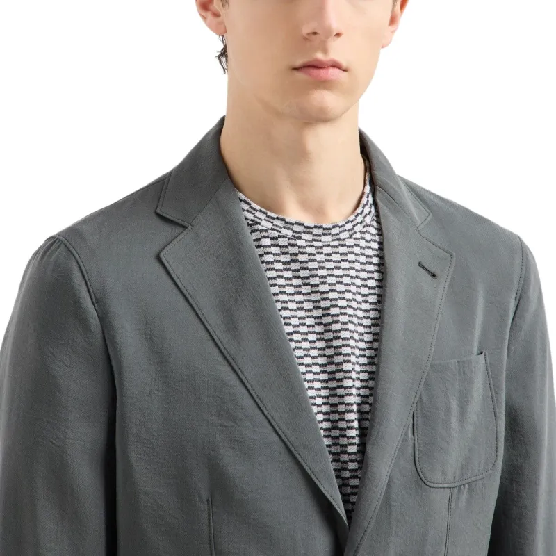 GIORGIO ARMANI Upton Line Single breasted Jacket In Washed Silk-5