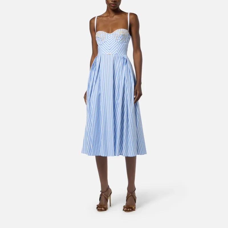 Elisabetta Franchi Striped Bustier Midi Dress-1
