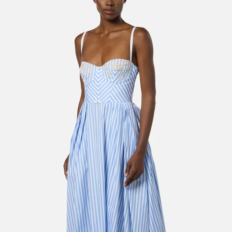 Elisabetta Franchi Striped Bustier Midi Dress-3