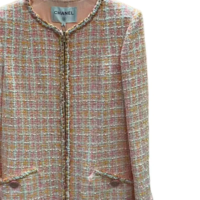 CHANEL 19C Long Sleeved Dress Women's Pink-2