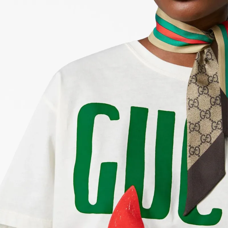 GUCCI Drop Shoulder Sleeve T Shirt Women's White-4