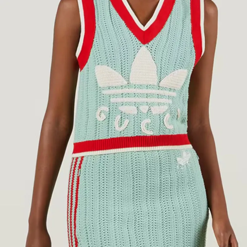 GUCCI X Adidas Rib Stitch Sleeveless Top Light Turquoise-4