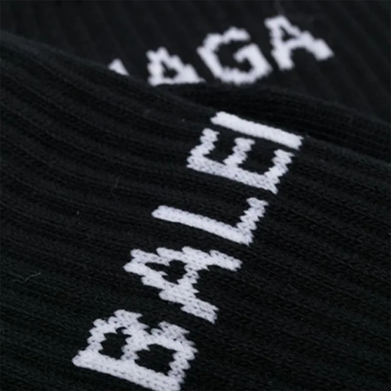 Balenciaga Logo Tennis Socks 'Black/White'-1
