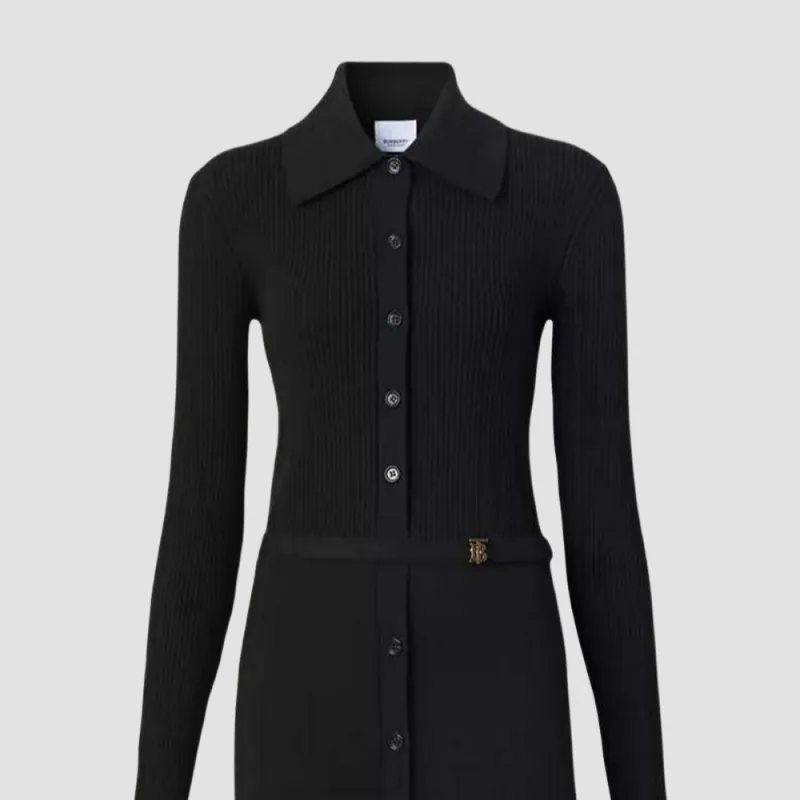 Burberry FW22 Long Sleeved Dress Women's Black-4