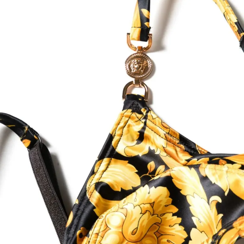VERSACE Barocco Printed Medusa Motif Stretched Bra-4