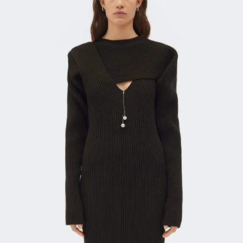 Bottega Veneta Long Sleeved Dresses Women's Black-4