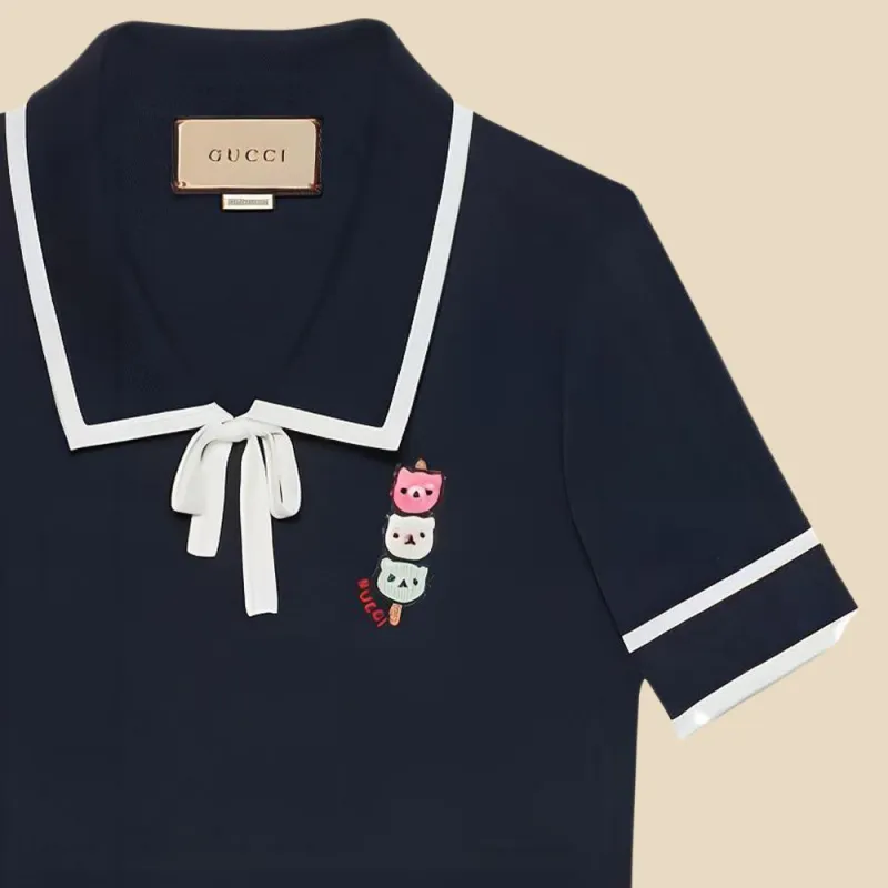 GUCCI Crop Tops Women's Blue-4