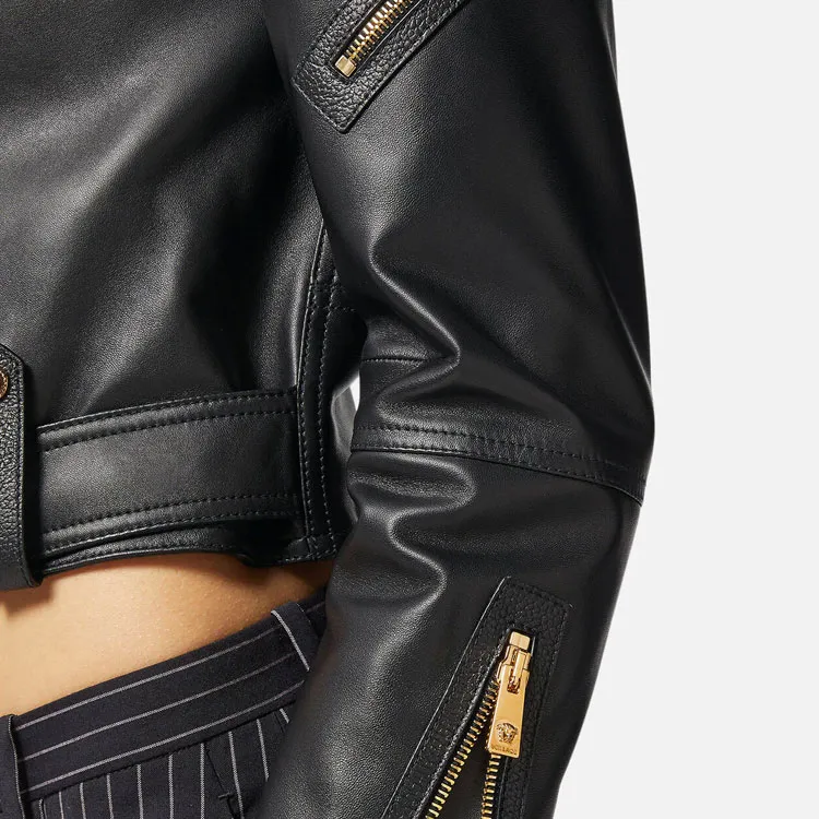 VERSACE SS23 Leather Jacket Women's Black-1