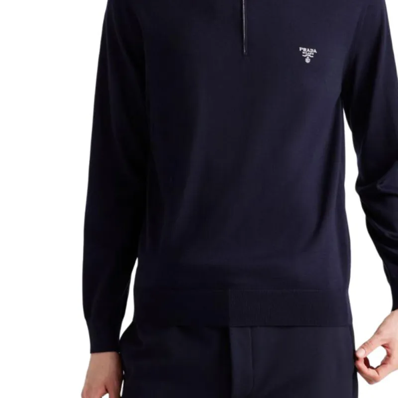 PRADA Long Sleeved Knitted Polo Shirt-4