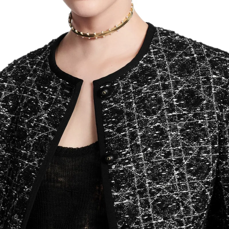 DIOR Macrocannage Cropped Jacket Jackets Coats Women's Black-5