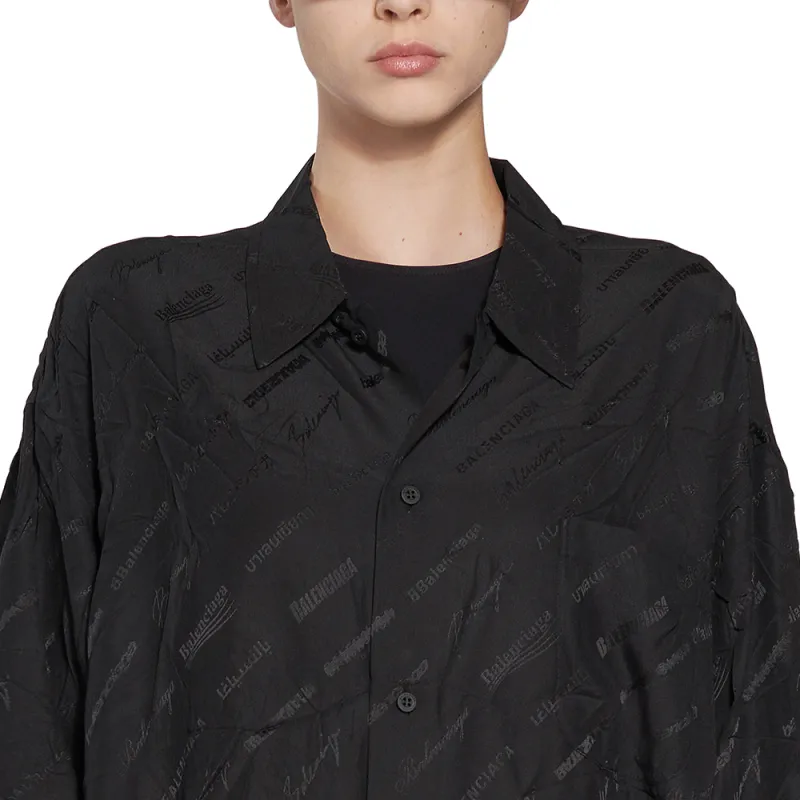 Balenciaga Allover Logo Printed Long-Sleeved Shirt-5