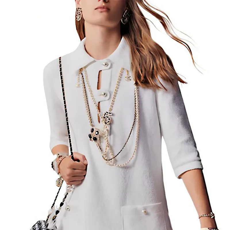 CHANEL SS23 Long-Sleeved Dresses Women's White-3