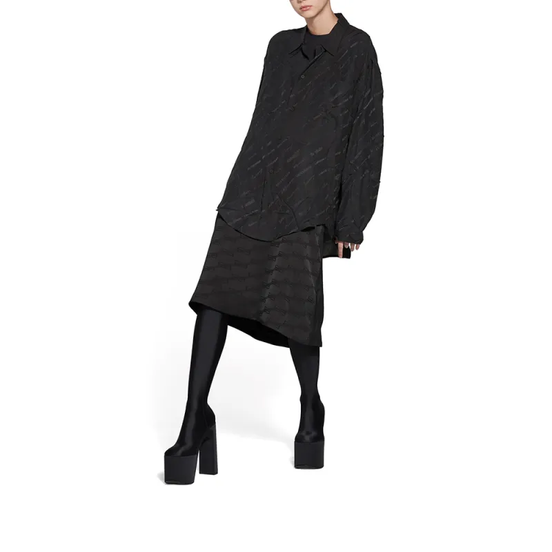 Balenciaga Allover Logo Printed Long-Sleeved Shirt-2