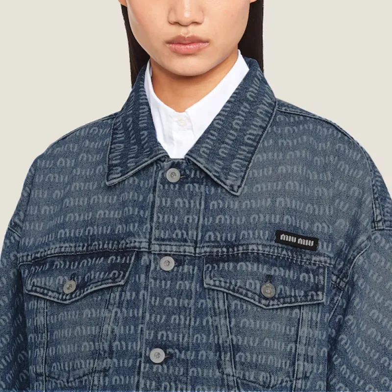 MIU MIU SS23 Denim Jacket Women's Blue-4