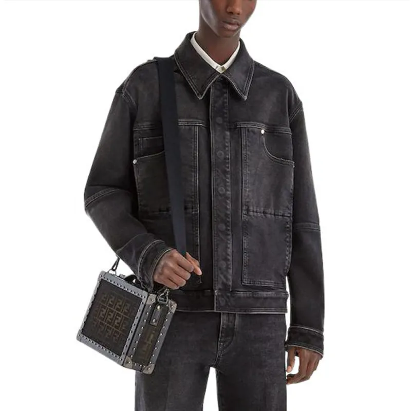 FENDI Denim Jackets Men Black-2
