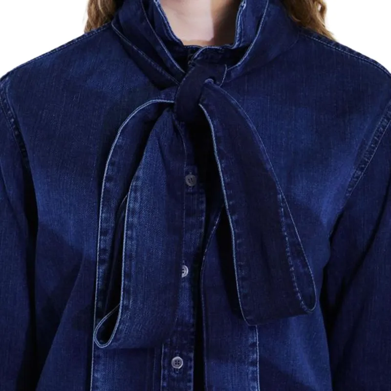 LOEWE Denim Bow Shirt 'Washed Indigo'-3