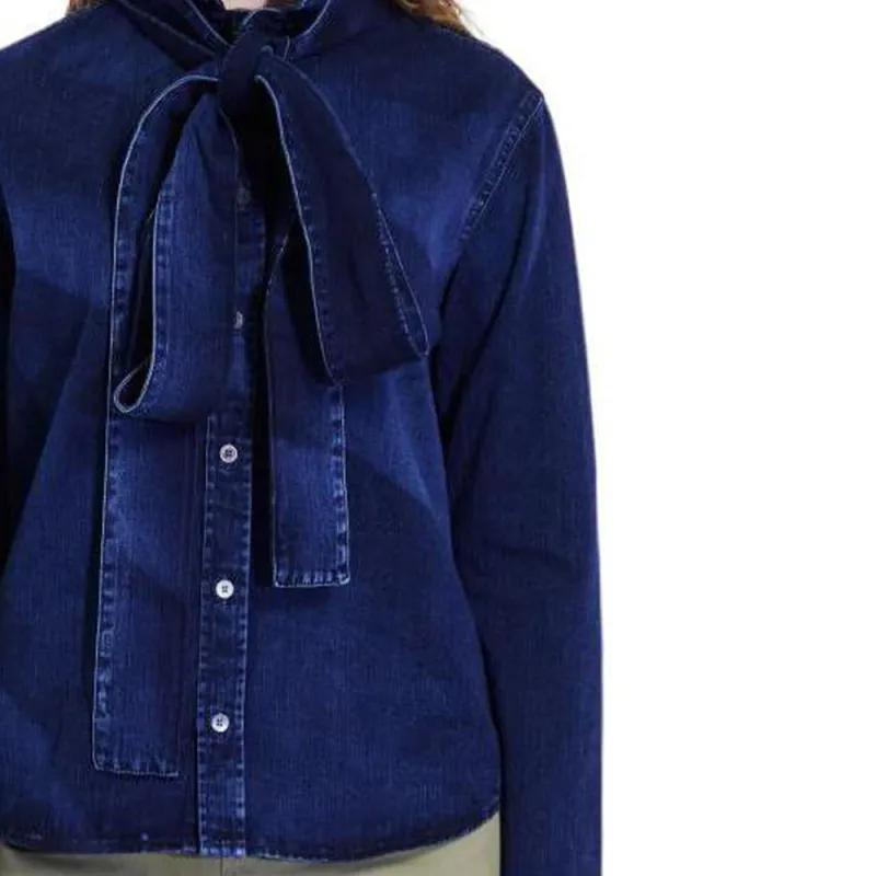 LOEWE Denim Bow Shirt 'Washed Indigo'-4