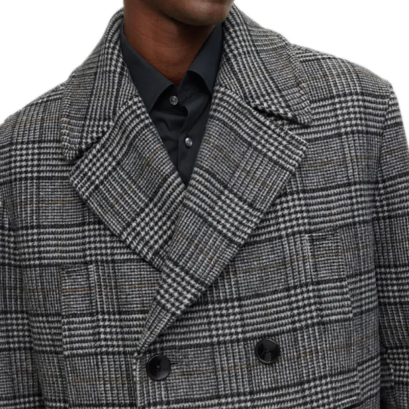 HUGO BOSS Casaco Relaxed-Fit Em Mistura De Lã Xadrez Coats Men's Black-5