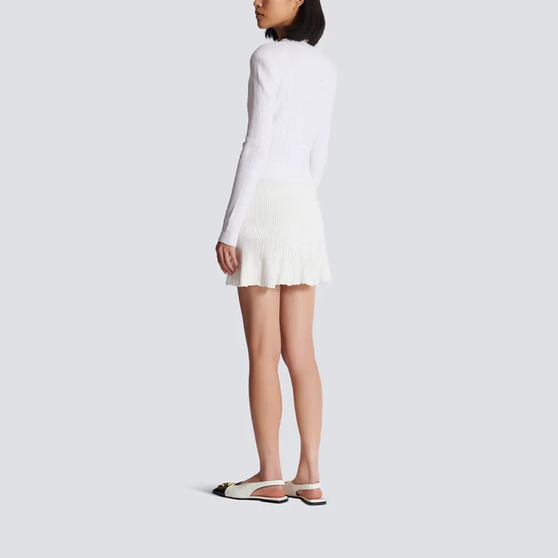 BALMAIN Button Embellished Ribbed Knit Cardigan-5