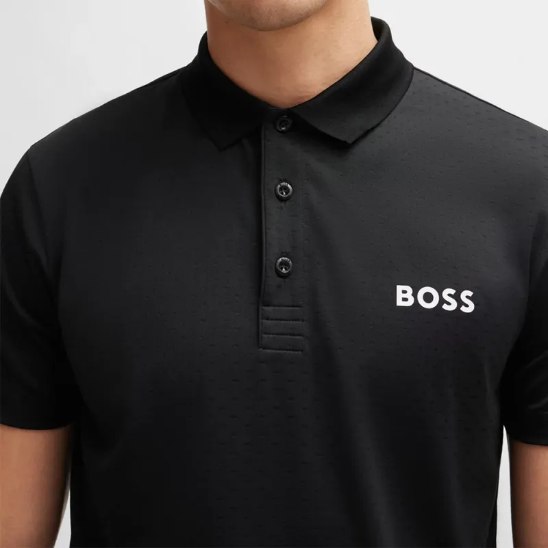 HUGO BOSS Logo Printed Degrade-Jacquard Polo Shirt-4