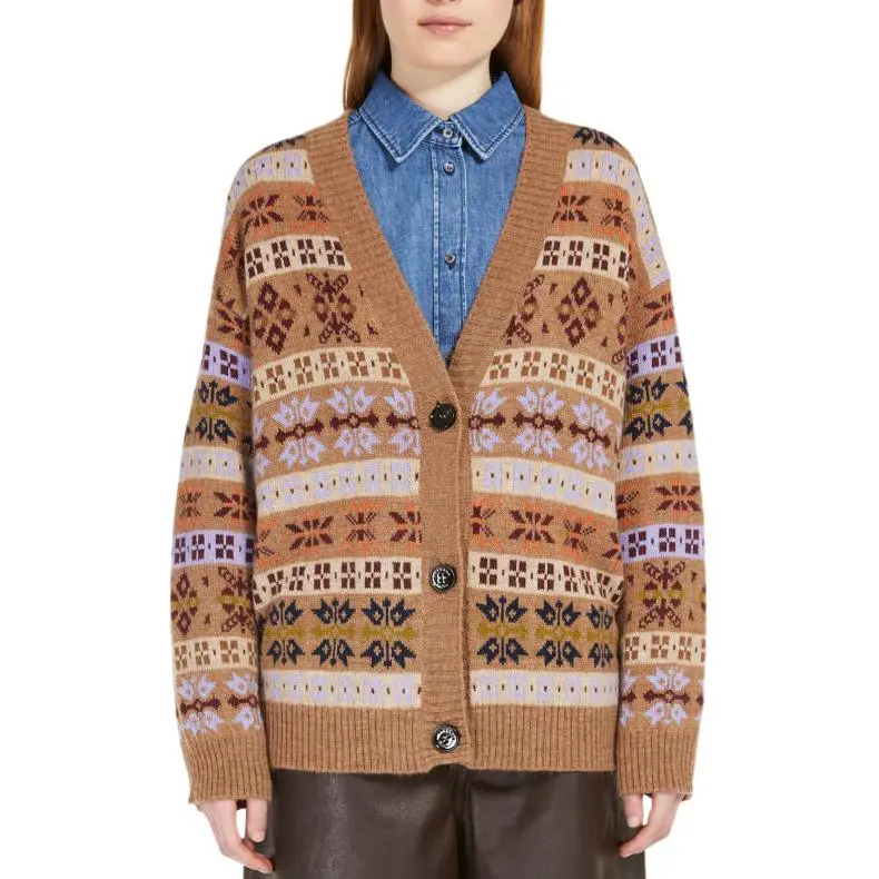 WEEKEND MaxMara Oversized V Neck Jacquard Cardigan-1