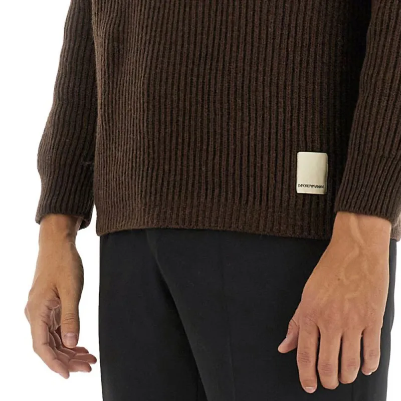 EMPORIO ARMANI Fisherman's Knit Long Sleeved Polo Shirt-3