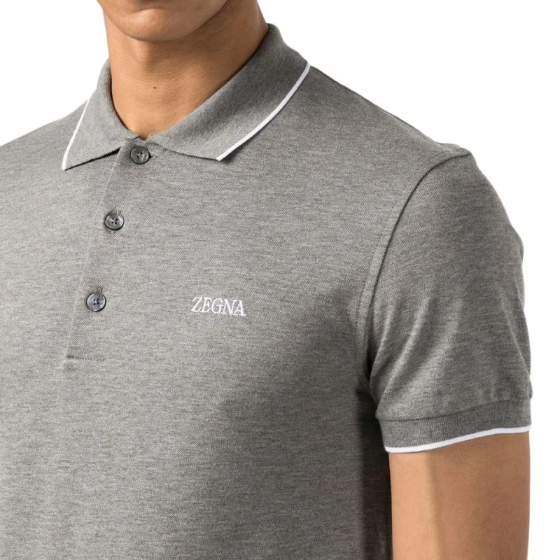 Zzegna Embroidered logo Polo Collar-4