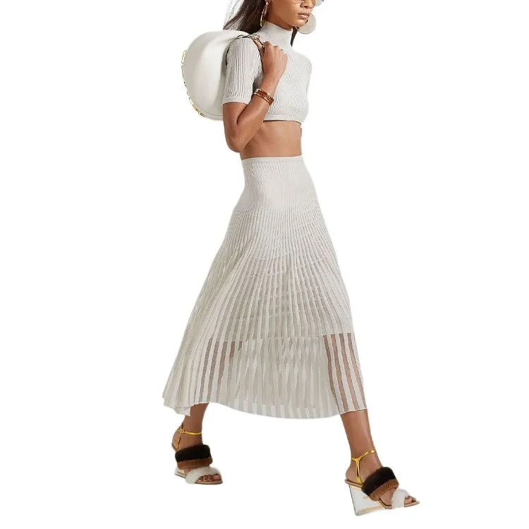 FENDI SS22 Casual Long Skirts Women's Gray-2