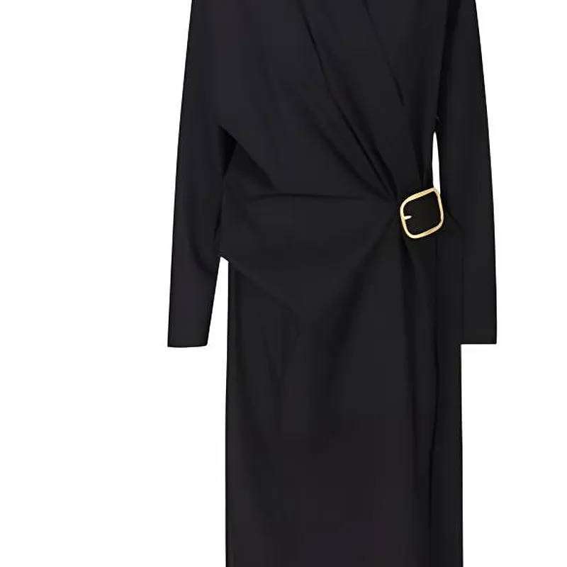 LOEWE Buckle Detailed Gathered Midi Dress-4