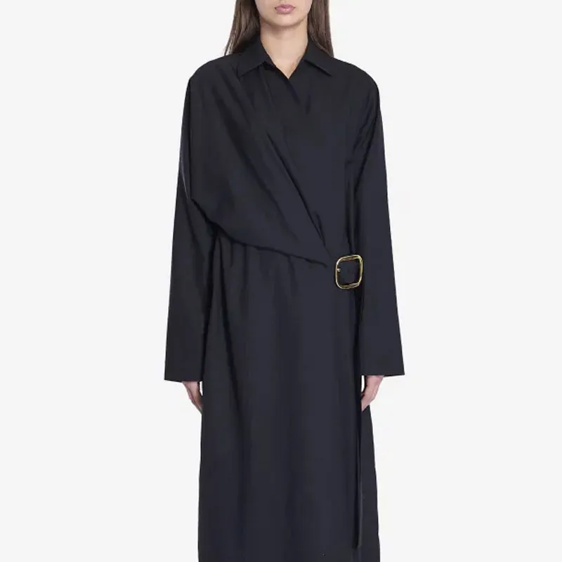 LOEWE Buckle Detailed Gathered Midi Dress-2