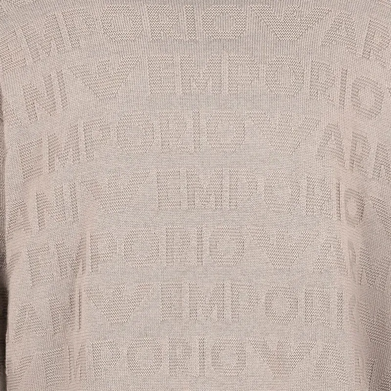 EMPORIO ARMANI Links stitch Motif Virgin Wool Jumper With Logo Lettering Intarsia-4