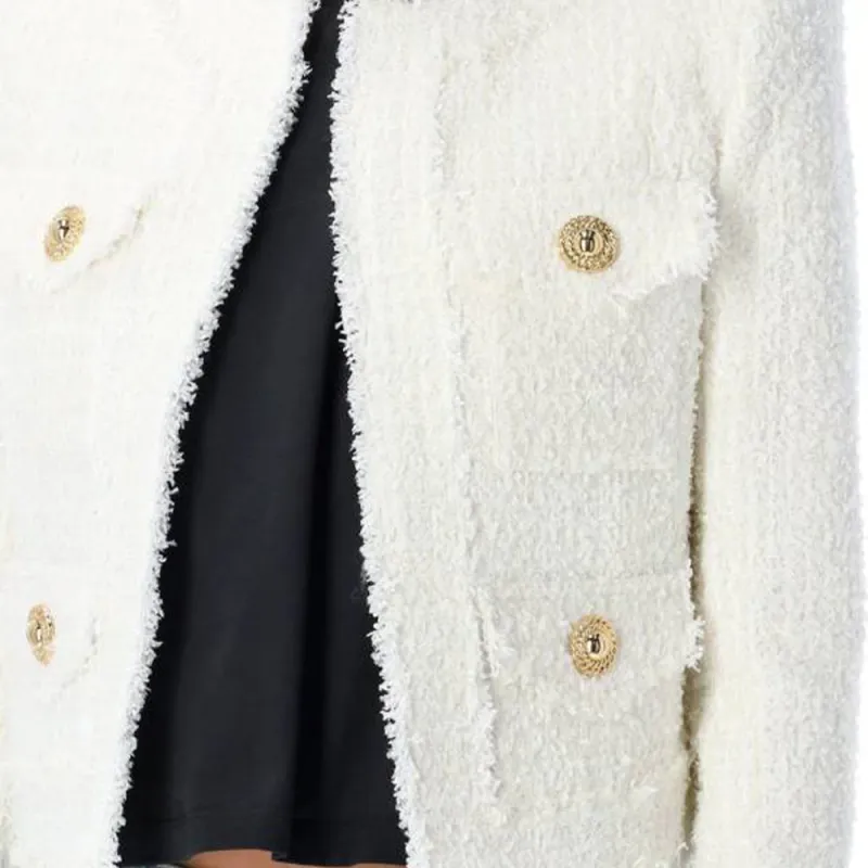 BALMAIN Frayed Tweed Jacket-4