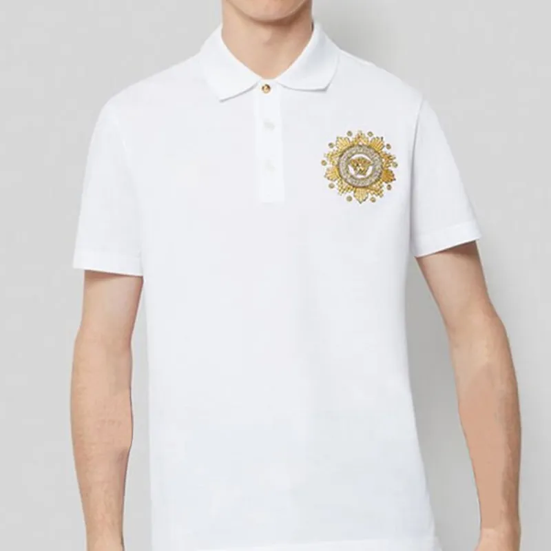 VERSACE Polo Shirts Men White-5