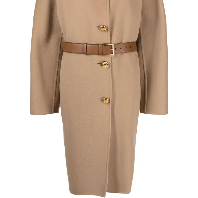 PRADA Crewneck Button-Up Long Coat-5