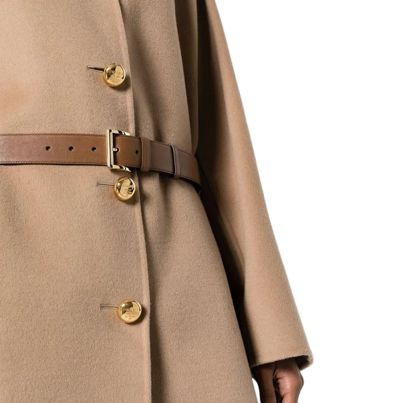 PRADA Crewneck Button-Up Long Coat-4