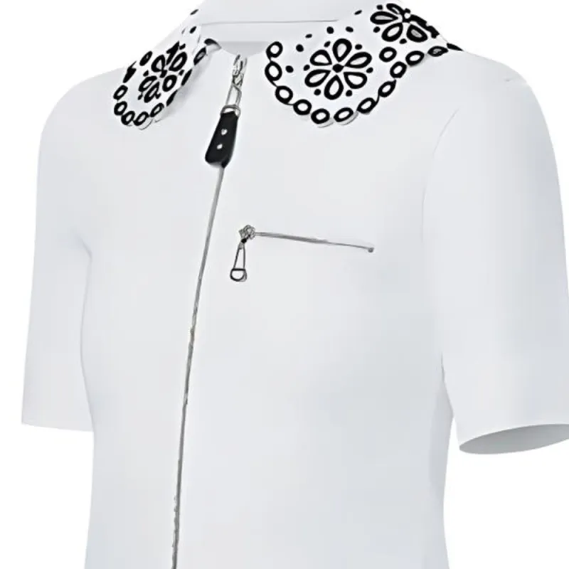 LOUIS VUITTON Broderie Collar Zip Up Knit Top-5