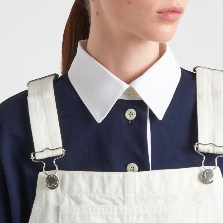 PRADA Triangle Logo Denim Overall Mini Dress-6