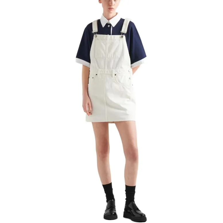 PRADA Triangle Logo Denim Overall Mini Dress-1