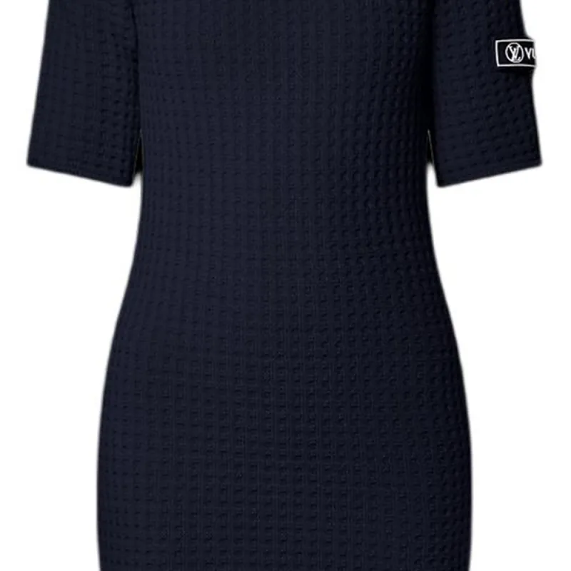LOUIS VUITTON Short Sleeved Dress Women's Marine Blue-3