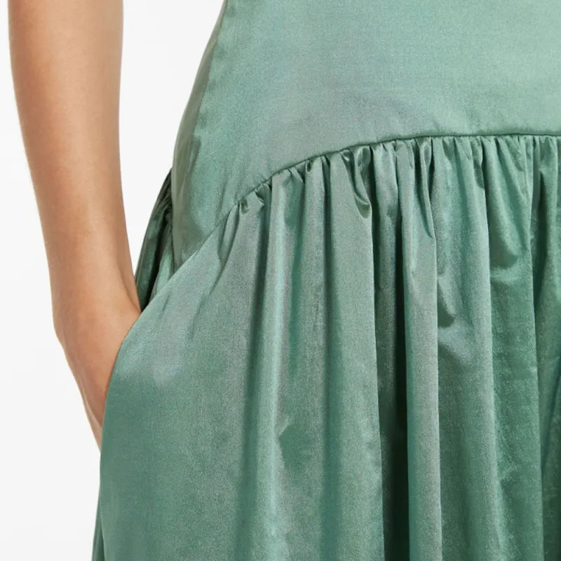 MaxMara Studio Nava Collection Long Taffeta Skirt Casual Long Skirt Women's Jadeite Color-4