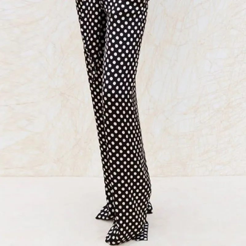 SAINT LAURENT Polka dot Tailored Silk Trousers-4