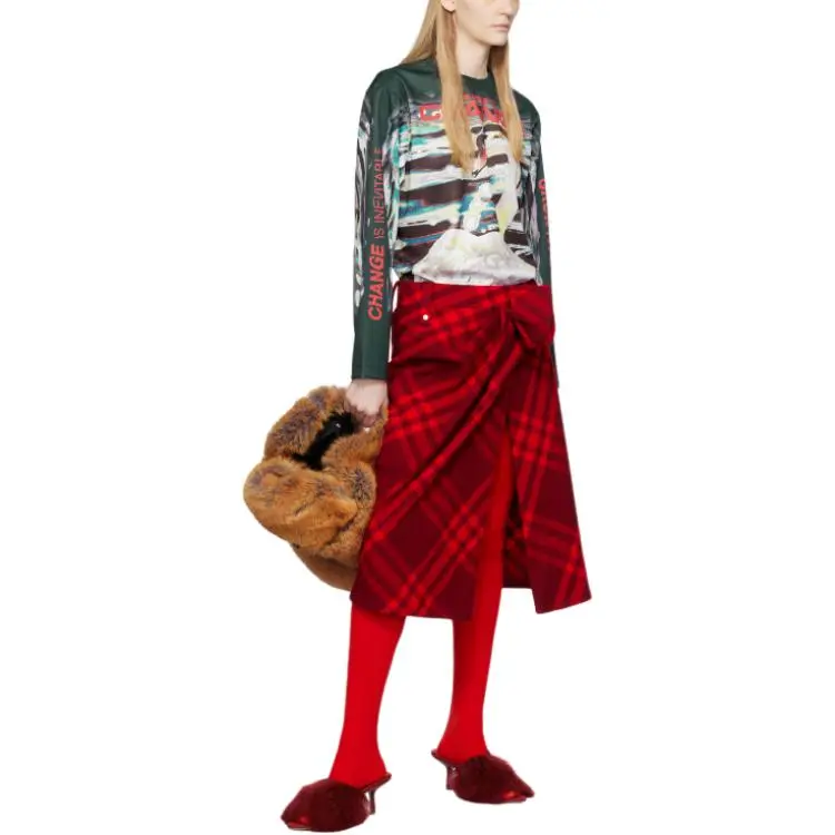 Burberry Vintage Check Frayed-Edge Skirt-3