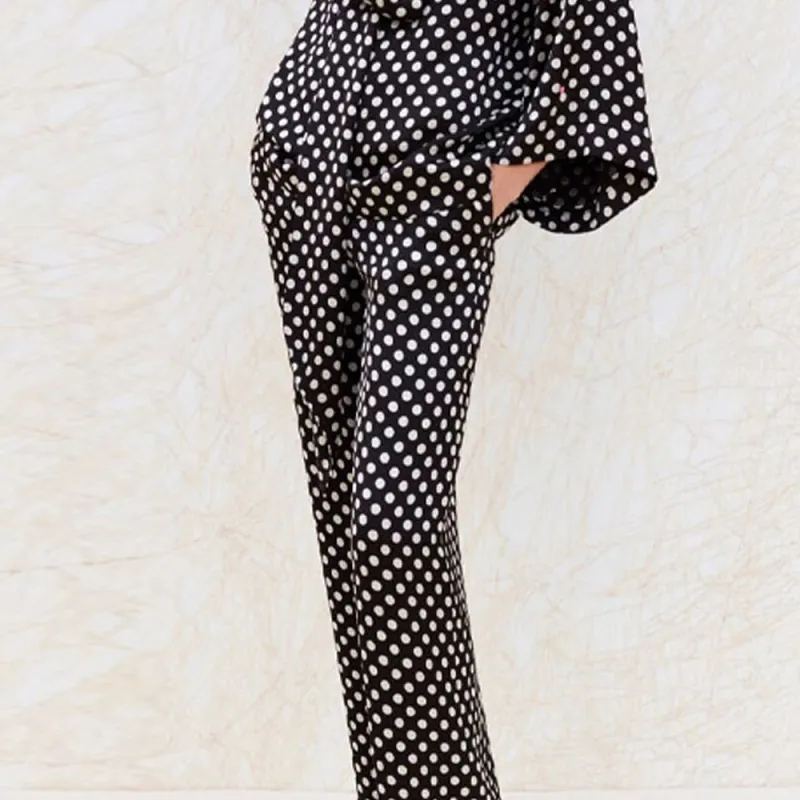 SAINT LAURENT Polka dot Tailored Silk Trousers-3
