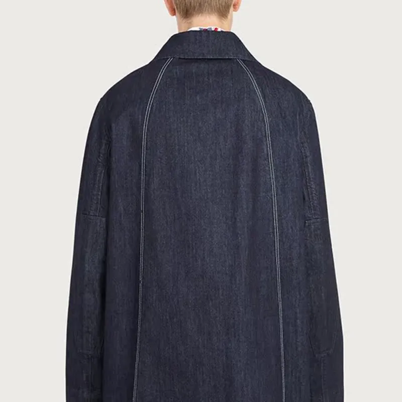 Ferragamo Trench Coats Men Blue-4