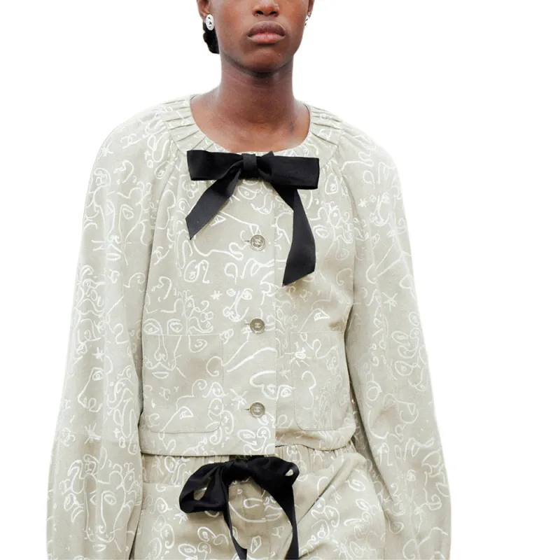 CHANEL Leather Jacket Women's Beige-2