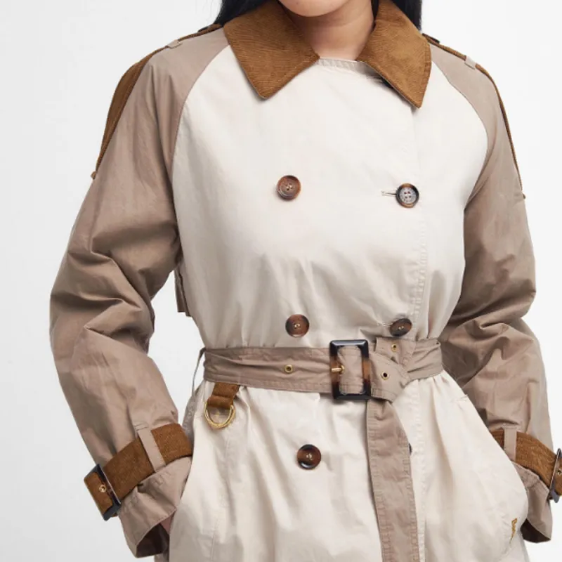 BARBOUR Panelled Double-Breasted Belted Coat-4